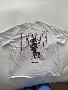 Graphic Short-Sleeve Tee in White with Pink and Black Accents